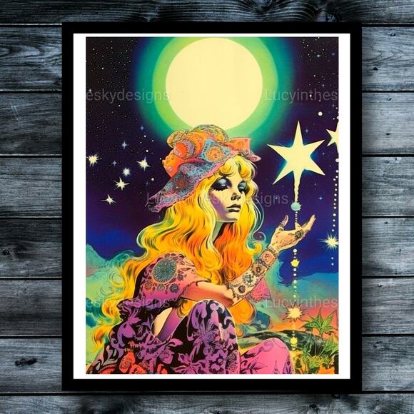Handmade Other - Star Child☆ Bright Vivid Psychedelic Art Print Unique Ready to Frame Decor